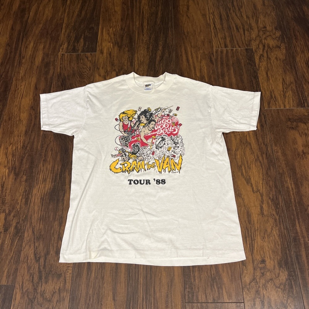 Vintage Goo Goo Dolls Concert T Shirt 1988 Cram The Van Tour '88 Size L 42-44